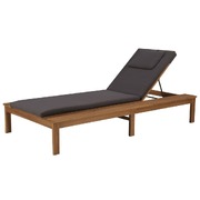 Sun Lounger with Cushion Solid Acacia Wood