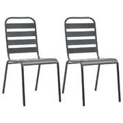 Stackable Outdoor Chairs 2 pcs Steel Grey