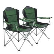 Folding Camping Chairs 2 pcs  Green