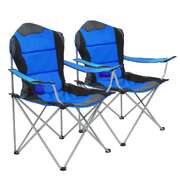 Folding Camping Chairs 2 pcs Blue
