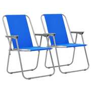Folding Camping Chairs 2 pcs  Blue