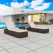Sun Loungers 2 pcs Poly Rattan Brown