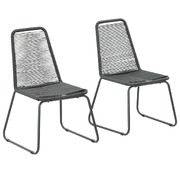 Stackable Outdoor Chairs 2 pcs Poly Rattan Black