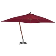 Cantilever Umbrella with Wooden Pole Bordeaux Red