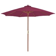 Outdoor Parasol with Wooden Pole Bordeaux Red