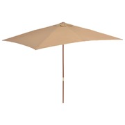 Outdoor Parasol with Wooden Pole  Taupe