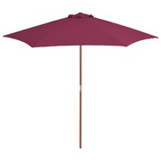 Outdoor Parasol with Wooden Pole  Bordeaux Red