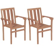 Stacking Garden Chairs 2 pcs Solid Teak Wood