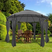 Gazebo with Curtains Round  Anthracite