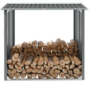 Garden Log Storage Shed Galvanised Steel  Grey