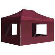 Professional Folding Party Tent with Walls Aluminium  Wine Red