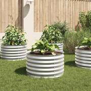 Garden Planter Galvanised Steel Silver