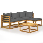  5 Piece Garden Lounge Set with Cushions Solid Acacia Wood