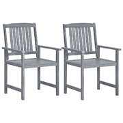 Garden Chairs 2 pcs Grey Solid Acacia Wood