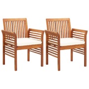 Garden Dining Chairs with Cushions 2 pcs Solid Acacia Wood