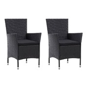 Garden Chairs 2 pcs Black Poly Rattan