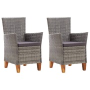 Garden Chairs 2 pcs with Cushions Poly Rattan Grey