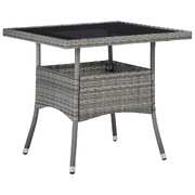 Outdoor Dining Table Grey Poly Rattan and Glass