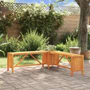 Garden Corner Bench with Planter Solid Acacia Wood