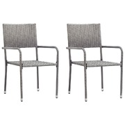 Outdoor Dining Chairs 2 pcs Poly Rattan Grey