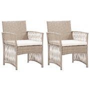 Garden Armchairs with Cushions 2 pcs Beige Poly Rattan