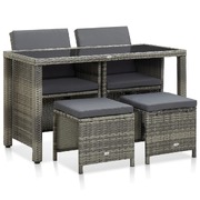 5 Piece Outdoor Dining Set with Cushions Poly Rattan Grey
