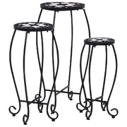 Mosaic Tables 3 pcs Black and White Ceramic
