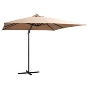 Cantilever Umbrella with LED lights and Steel Pole 250x250 cm Taupe
