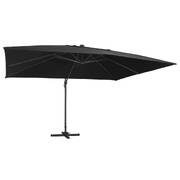 Cantilever Umbrella with LED Lights and Aluminium Pole 400x300 cm Black