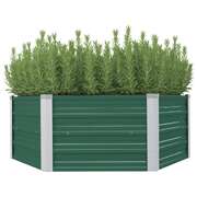 Raised Garden Bed 129x129x46 cm Galvanised Steel Green