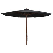 Outdoor Parasol with Wooden Pole 350 cm Black