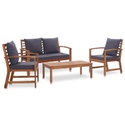 4 Piece Garden Lounge Set with Cushions Solid Acacia Wood