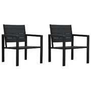 Garden Chairs 2 pcs Black HDPE Wood Look