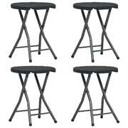 Folding Garden Stools 4 pcs Black HDPE Rattan Look