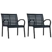 Garden Chairs 2 pcs Black Steel and WPC