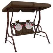 idaXL Kids Swing Bench Brown Fabric