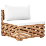 Garden Middle Sofa with Cream Cushion Solid Teak Wood