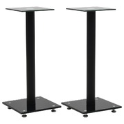Speaker Stands 2 pcs Tempered Glass 1 Pillar Design Black