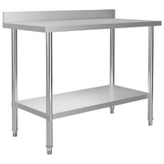 Kitchen Work Table with Backsplash Stainless Steel