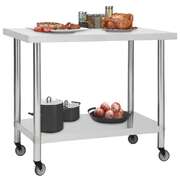 Stainless Steel Kitchen Work Table Wheels 80x60cm | EXTG