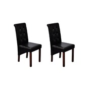 Dining Chair 2 pcs Black Leather