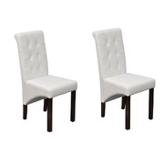 Dining Chair 2 pcs White Faux Leather