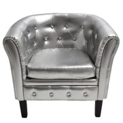 Tub Chair Silver Leather