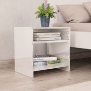 Bedside Cabinet High Gloss White 40x30x40 cm Chipboard
