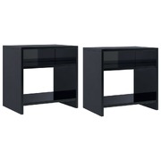 Bedside Cabinets 2 pcs High Gloss Black Chipboard