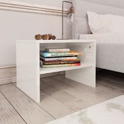 Bedside Cabinet High Gloss White 40x30x30 cm Chipboard