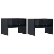 Bedside Cabinets 2 pcs  High Gloss Black Chipboard