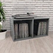 Vinyl Storage Box High Gloss Grey Chipboard