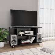 TV Cabinet with Castors Black Chipboard