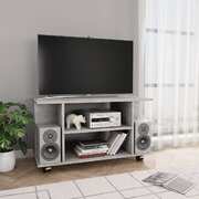 TV Cabinet with  Castors Concrete Grey Chipboard